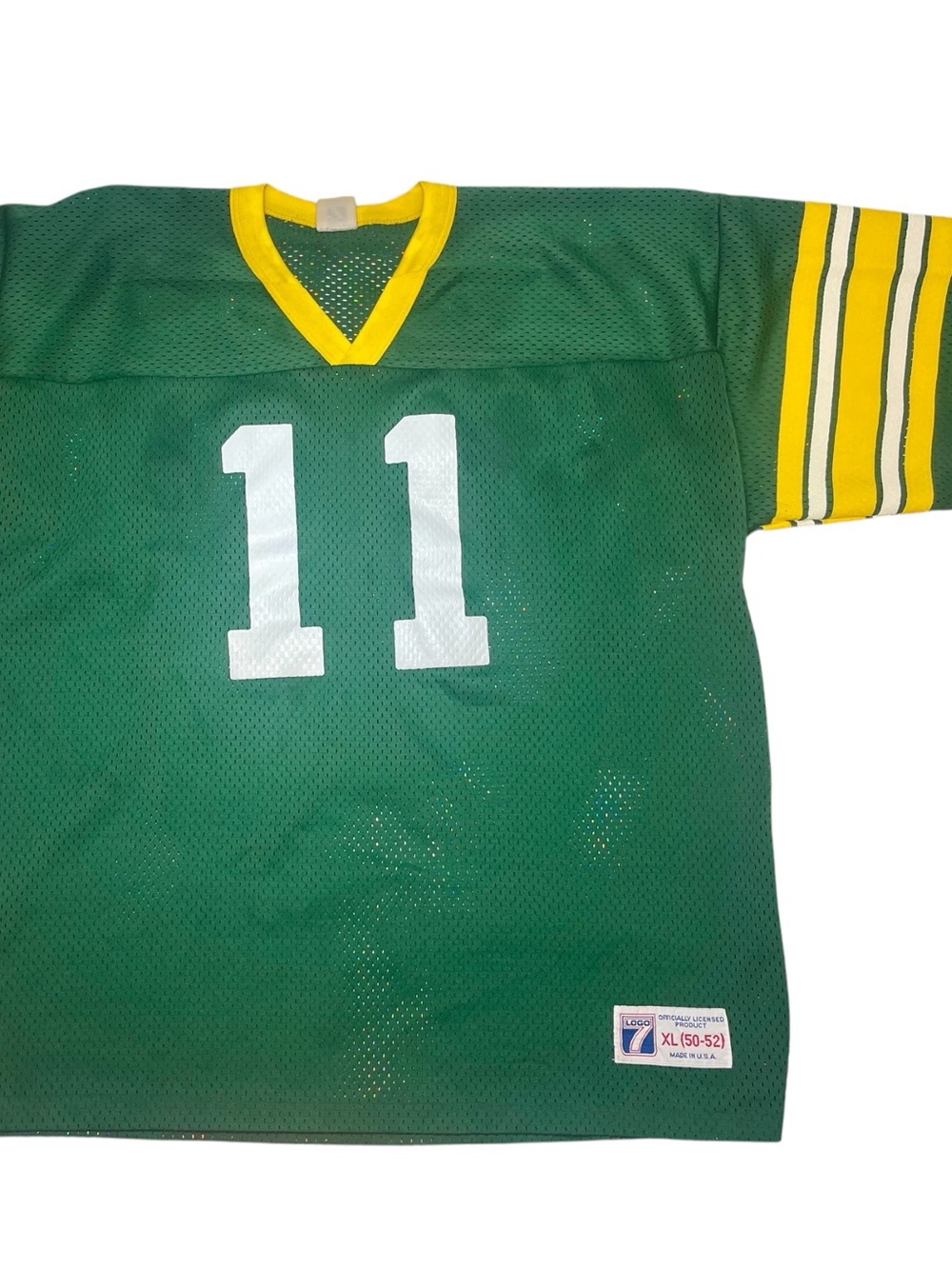 Vintage 80s Logo 7 Green Bay Packers Style Jersey XL USA Mesh Football Jersey